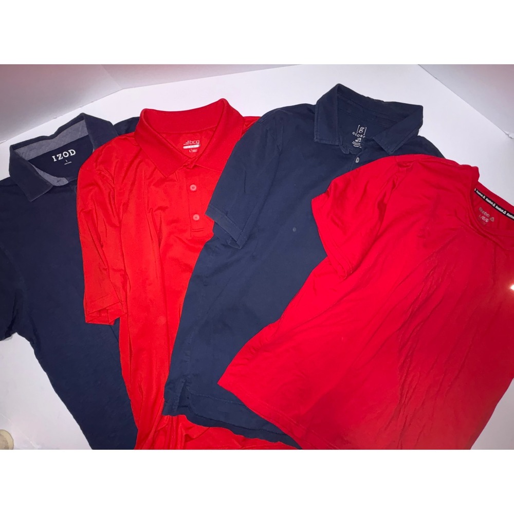 Men's‎ IZOD BCG George Polos &  Reebok Shirt Bundle Red Blue Size L